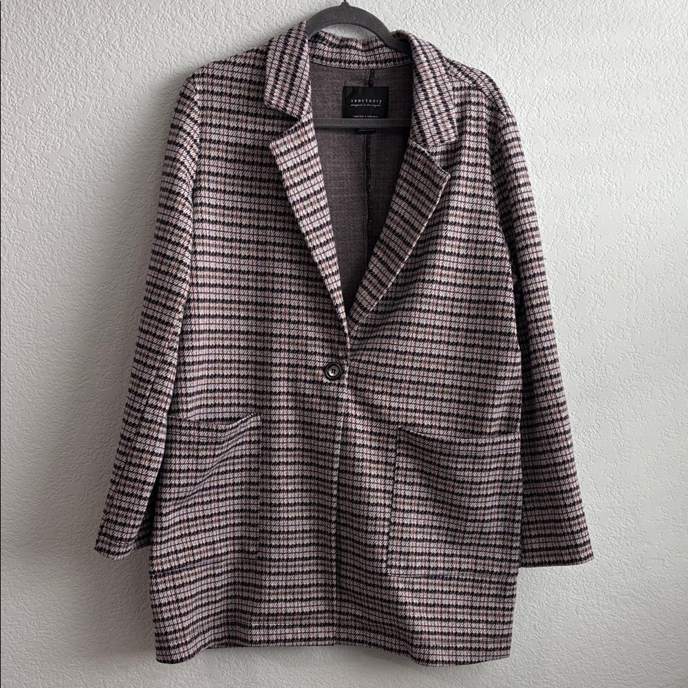 Sanctuary Women's Black and White Plaid Blazer